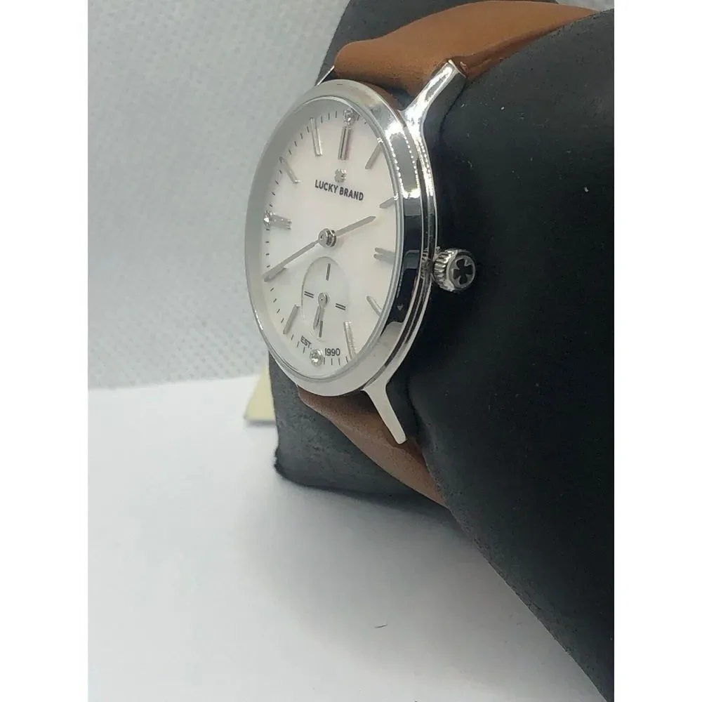 Lucky Brand LW00156 Women's Brown Leather Analog Silver Dial Quartz Watch OP19